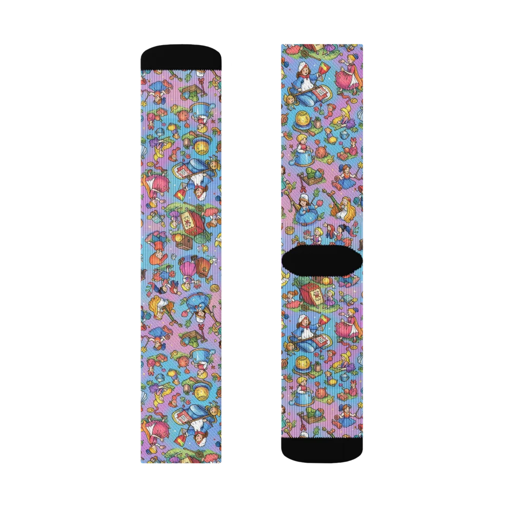 Storybook Scramble on Socks — Right Sock