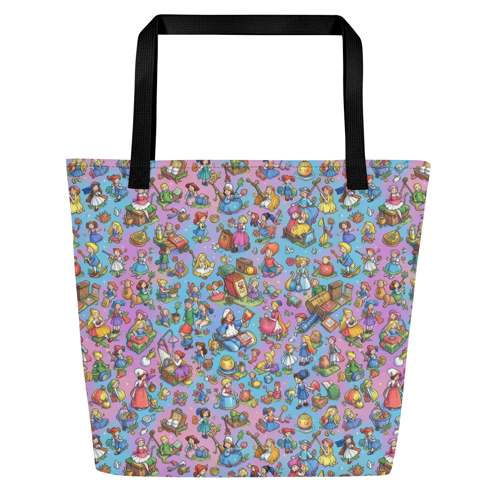 Storybook Scramble on Large Tote Bag W/ Pocket — Front