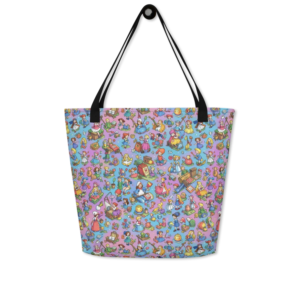 Storybook Scramble on Large Tote Bag W/ Pocket — Front