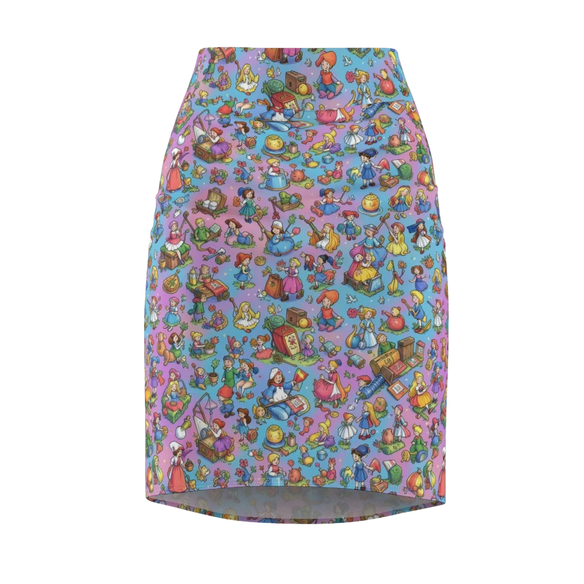 Storybook Scramble on Pencil Skirt — Front