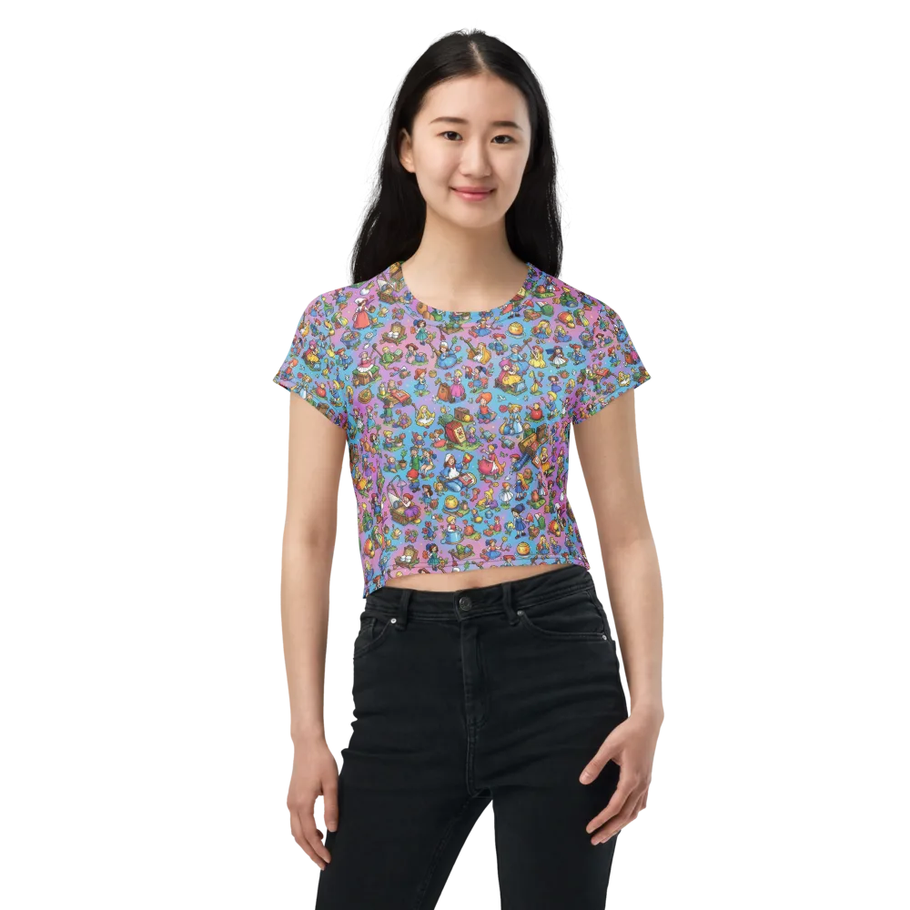 Storybook Scramble on Crop Tee — Front