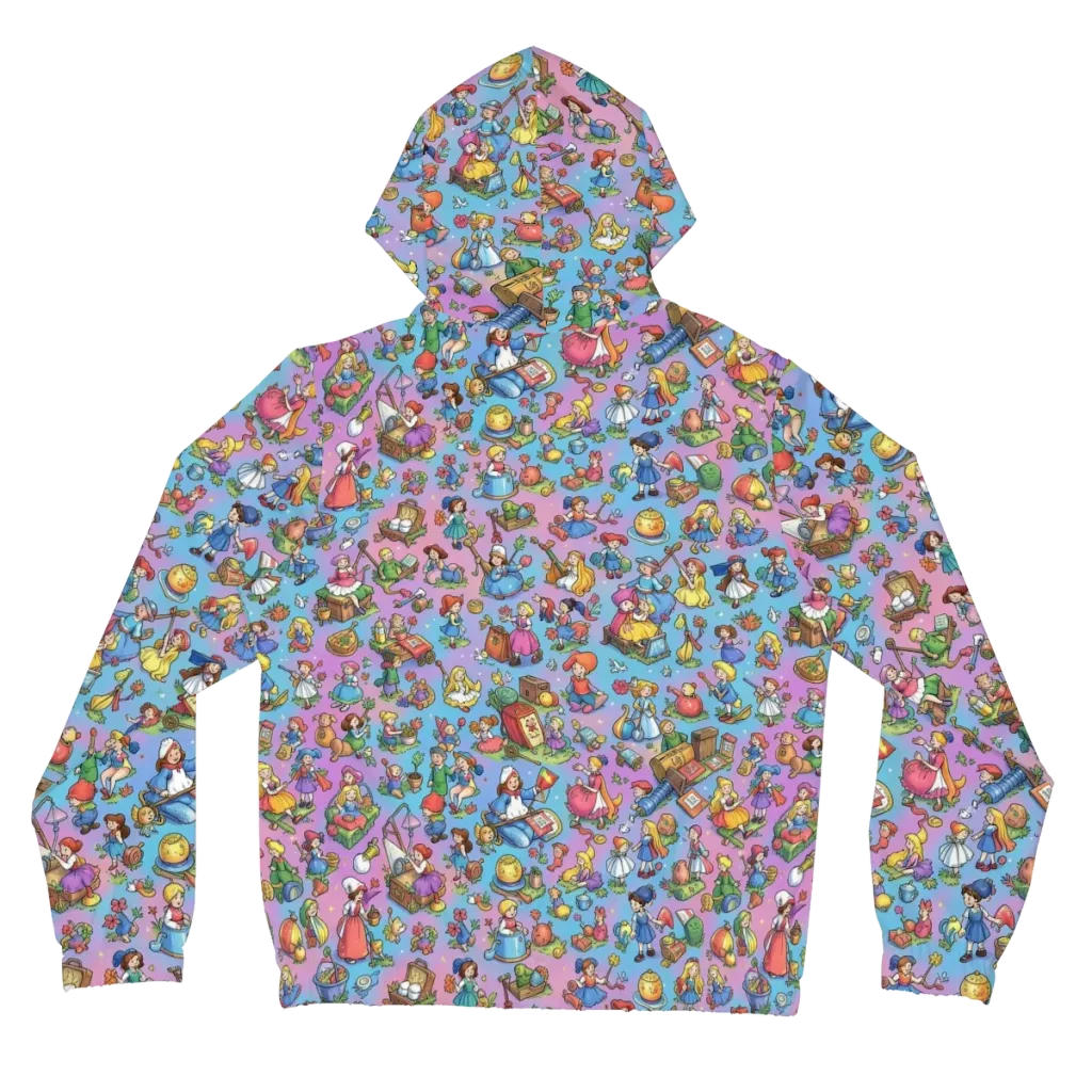 Storybook Scramble on Women's Full-Zip Hoodie — Back