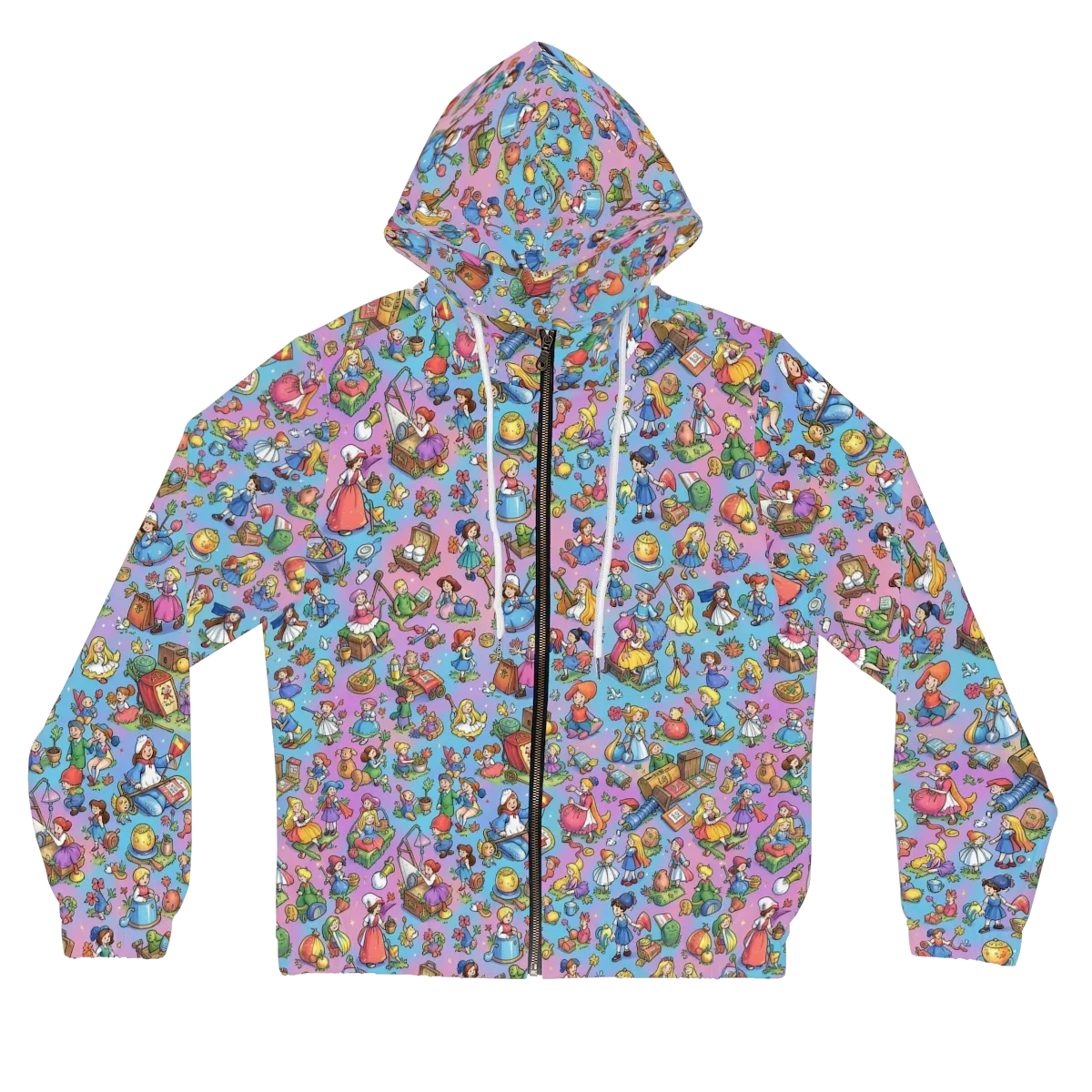 Storybook Scramble on Women's Full-Zip Hoodie — Front