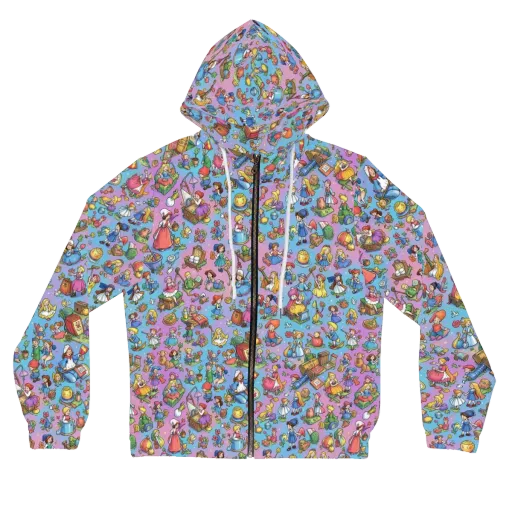 Storybook Scramble on a Women's Full-Zip Hoodie