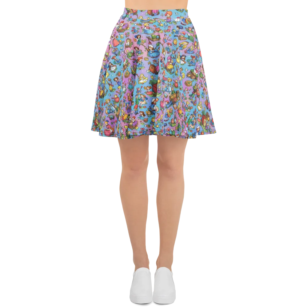 Storybook Scramble on Skater Skirt — Front