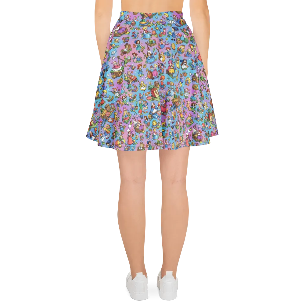 Storybook Scramble on Skater Skirt — Back
