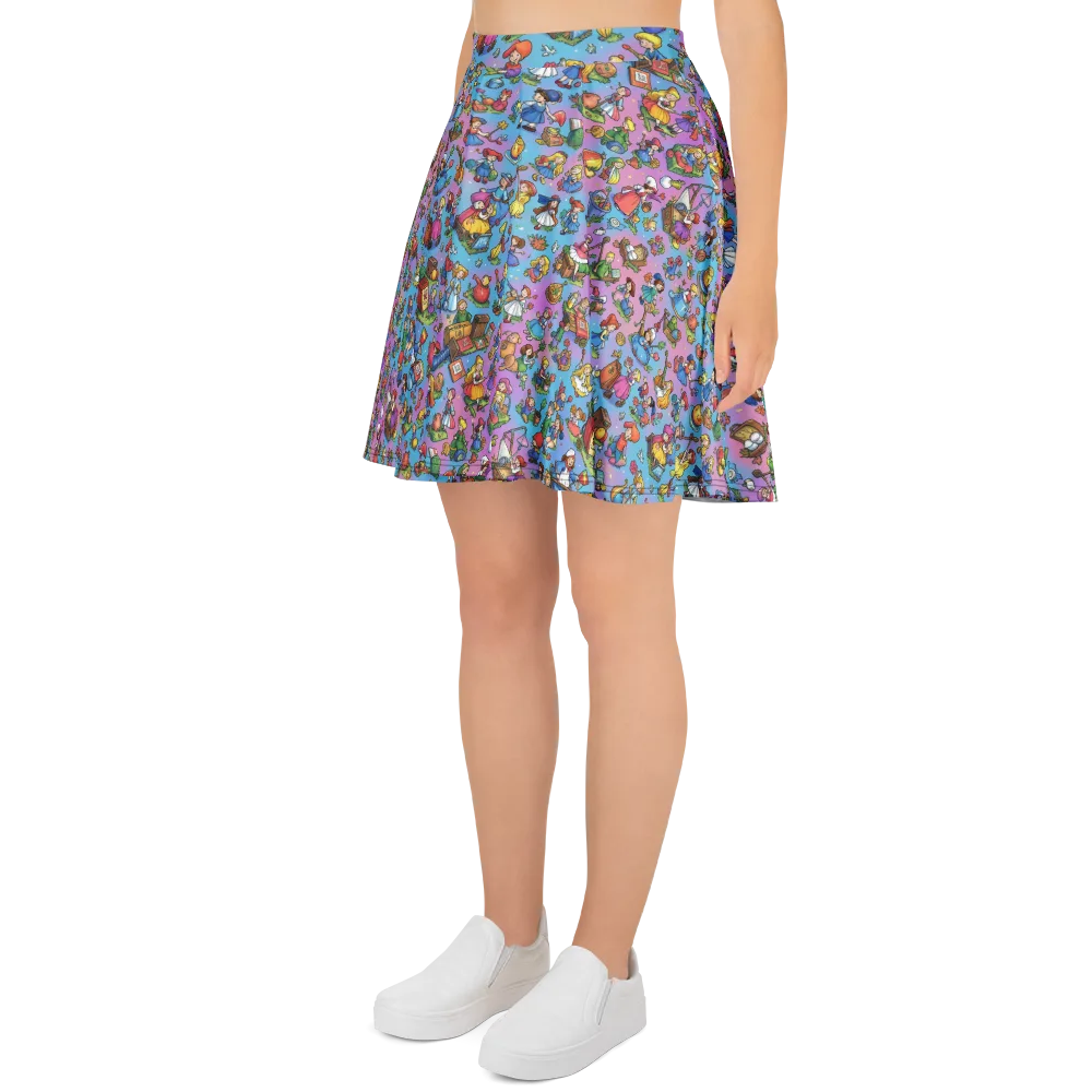 Storybook Scramble on Skater Skirt — Left