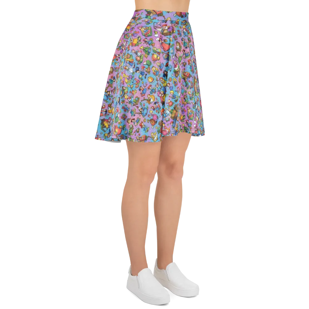 Storybook Scramble on Skater Skirt — Right