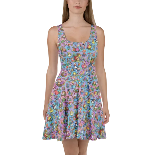 Storybook Scramble on a Skater Dress