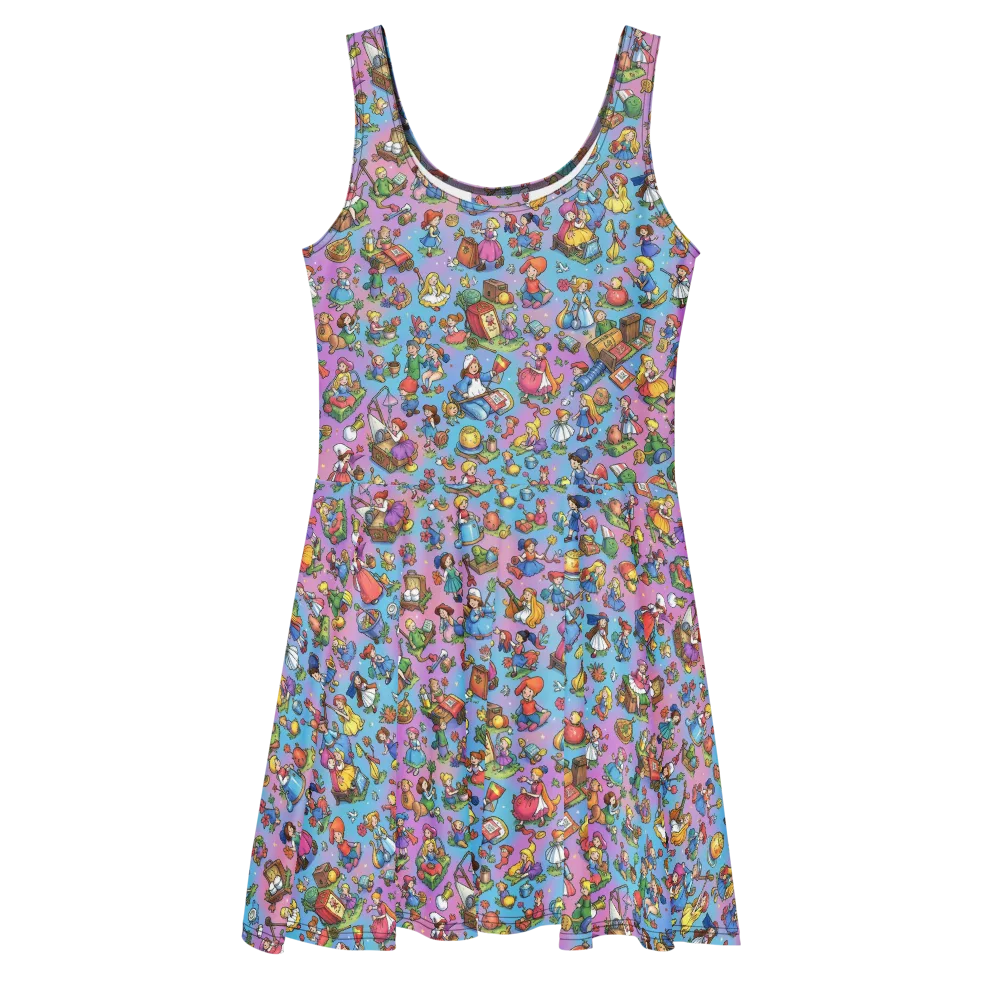 Storybook Scramble on Skater Dress — Front