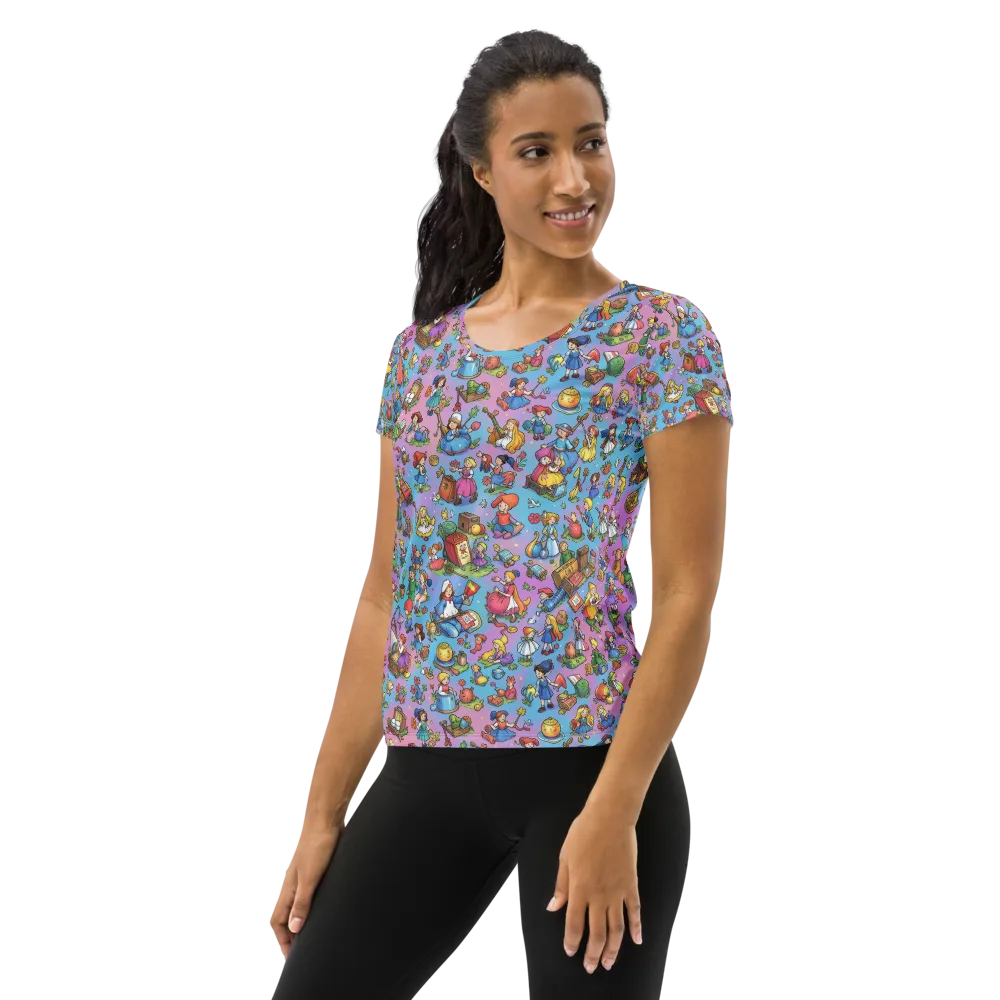 Storybook Scramble on Women's Athletic T-Shirt — Left