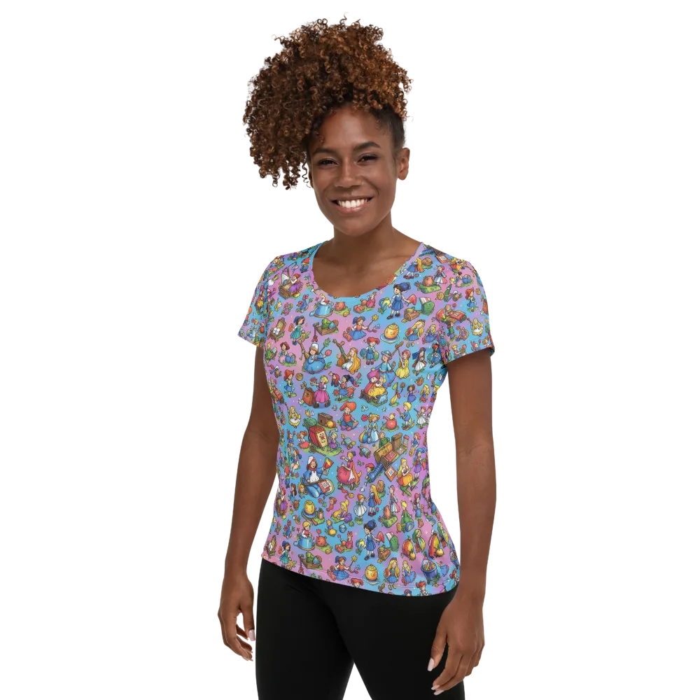Storybook Scramble on Women's Athletic T-Shirt — Left