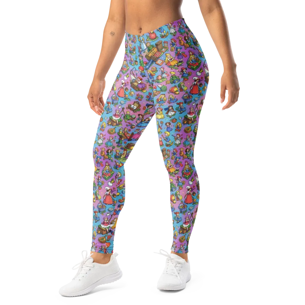 Storybook Scramble on Leggings — Left Front