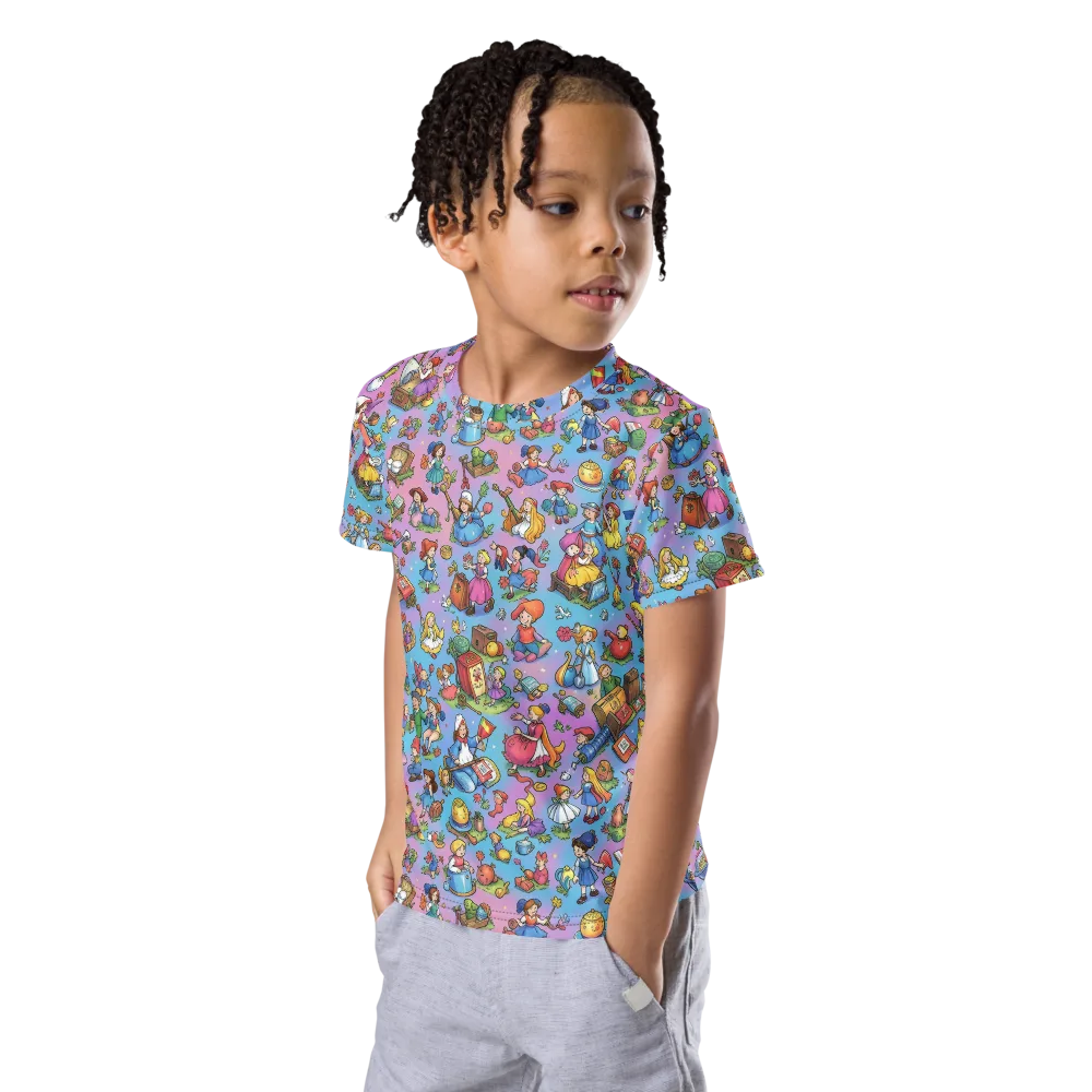 Storybook Scramble on Kids Crew Neck T-Shirt — Left Front