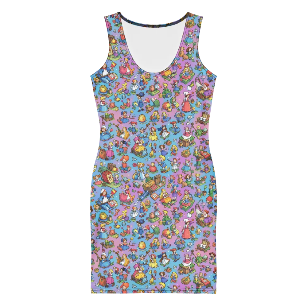 Storybook Scramble on Bodycon Dress — Front