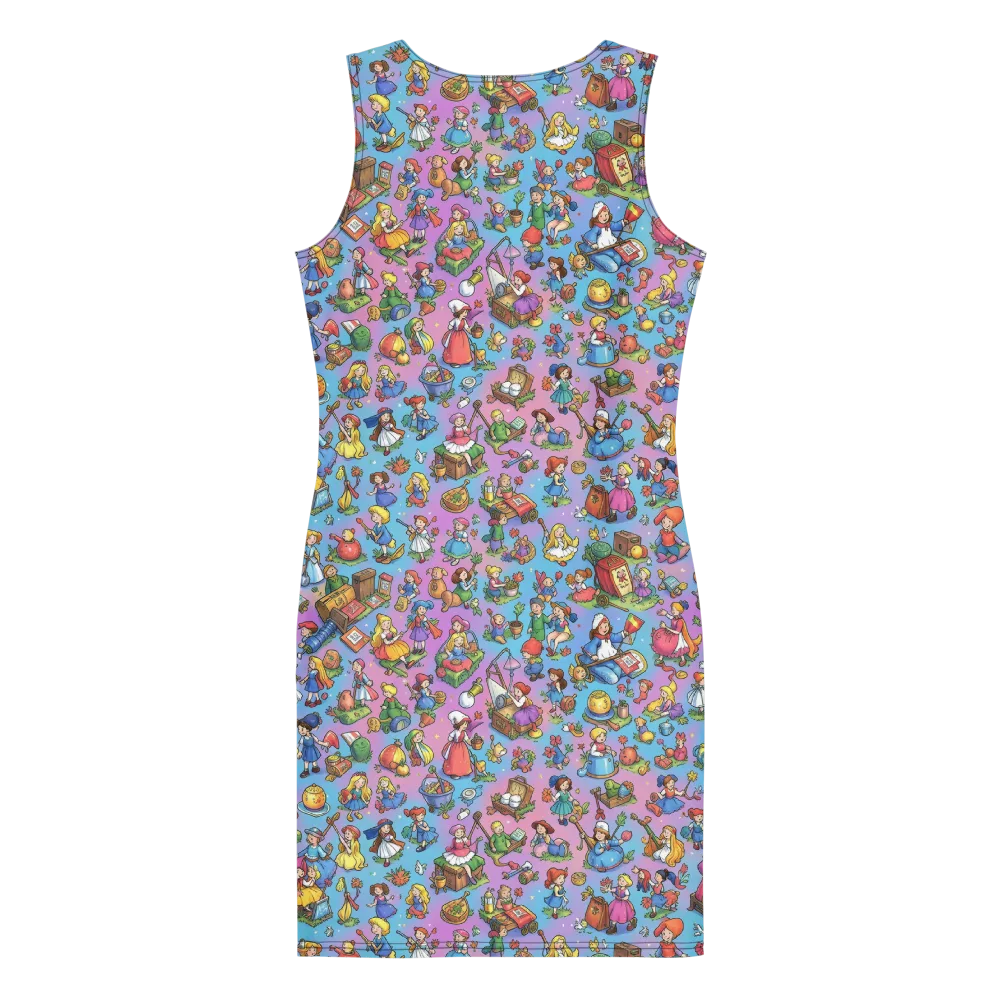 Storybook Scramble on Bodycon Dress — Back