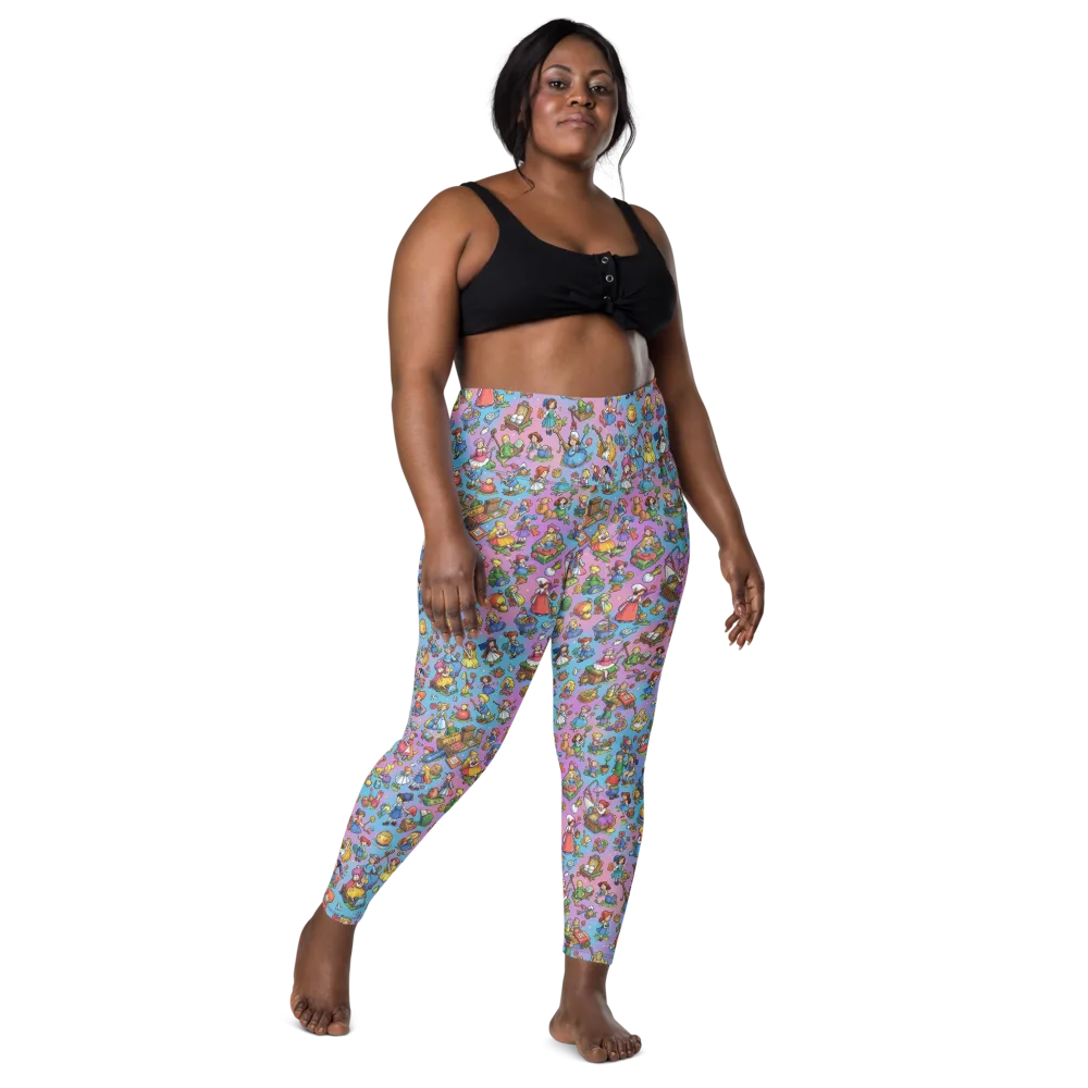 Storybook Scramble on Leggings with Pockets — Front