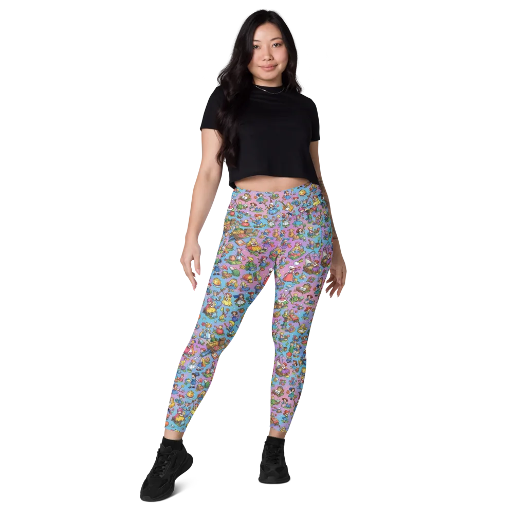 Storybook Scramble on Leggings with Pockets — Front