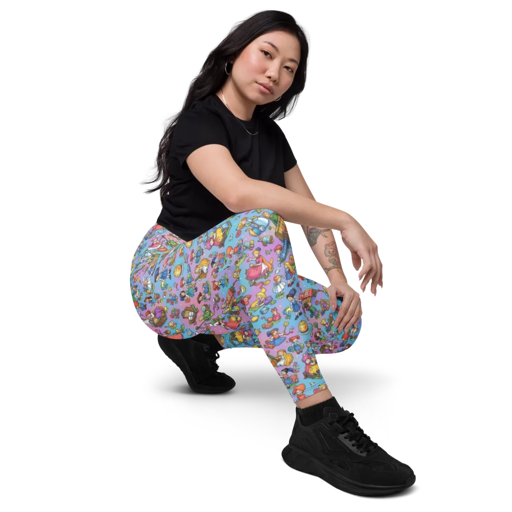 Storybook Scramble on Leggings with Pockets — Right Front