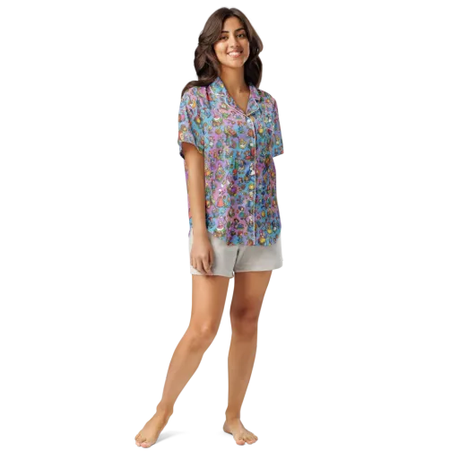 Storybook Scramble on a Women's Short Sleeve Pajama Top