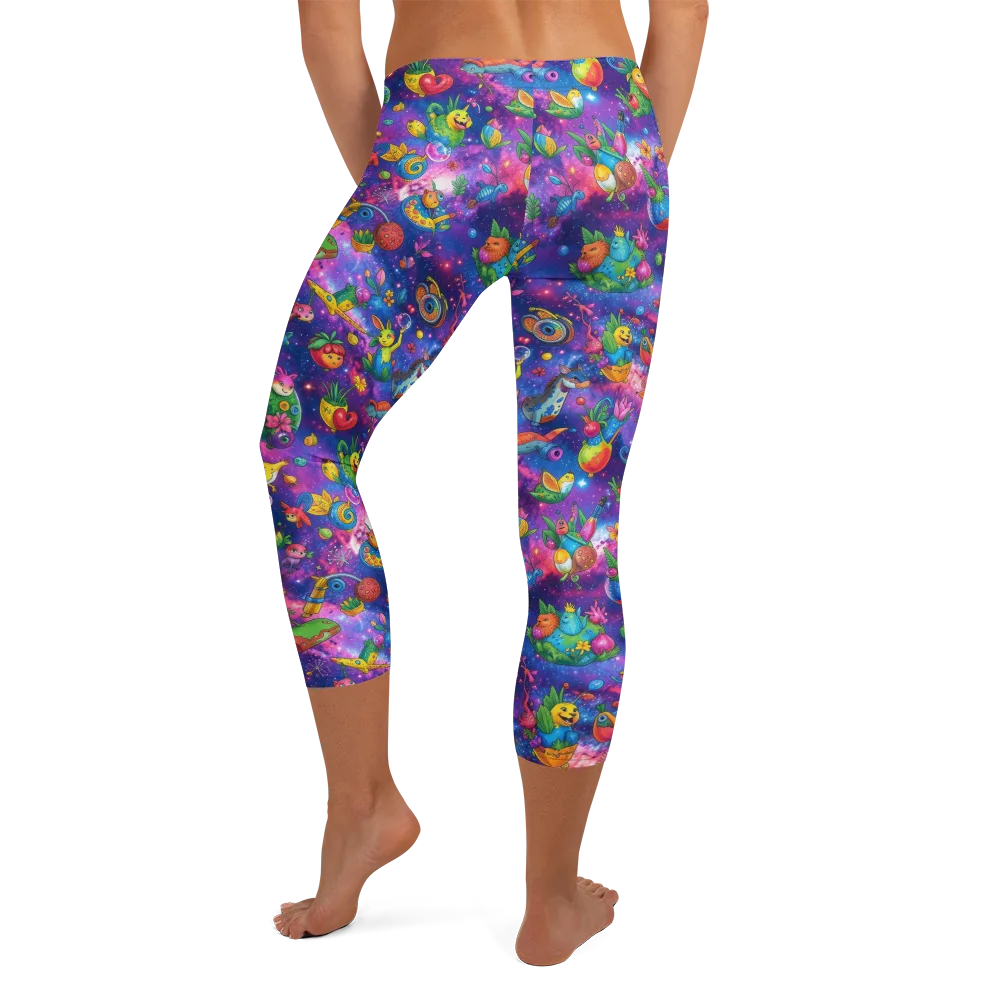 Cosmic Garden Critters on Capri Leggings — Back