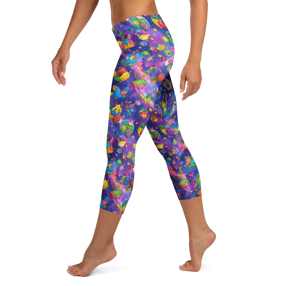 Cosmic Garden Critters on Capri Leggings — Left