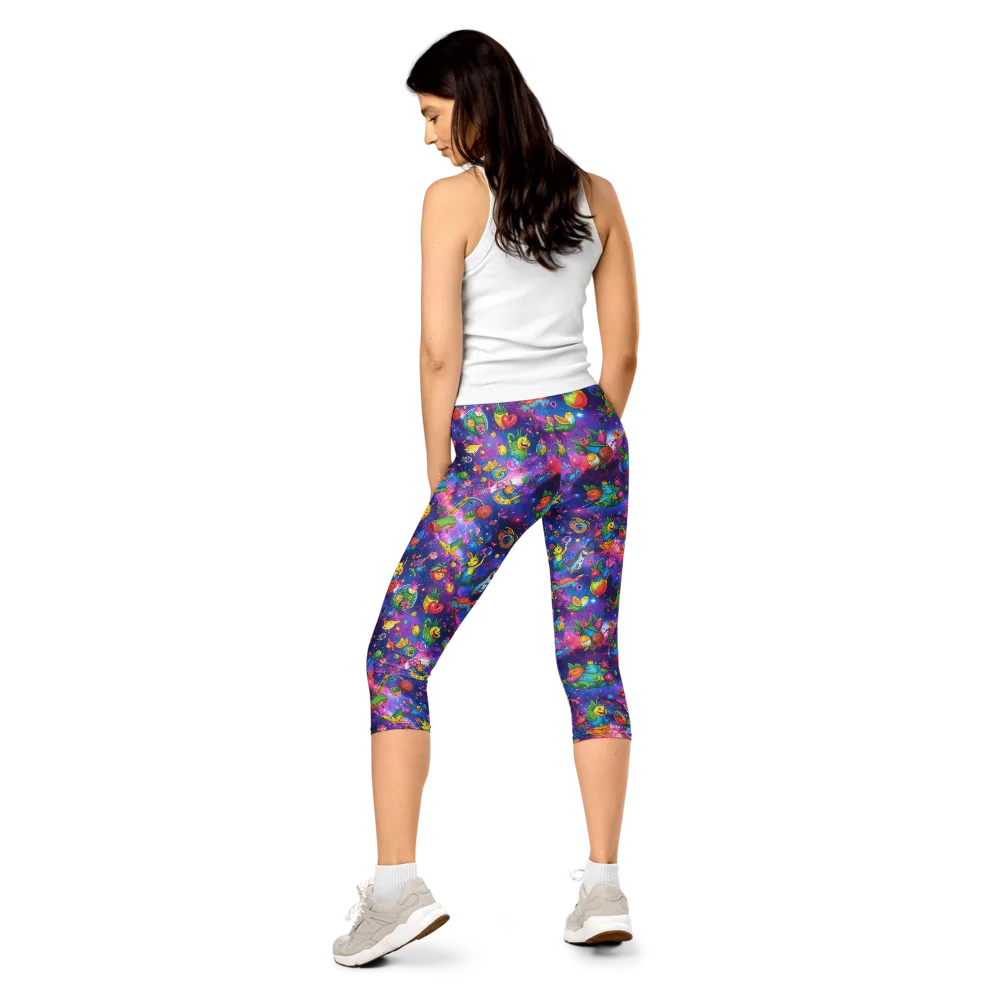 Cosmic Garden Critters on Capri Leggings — Back