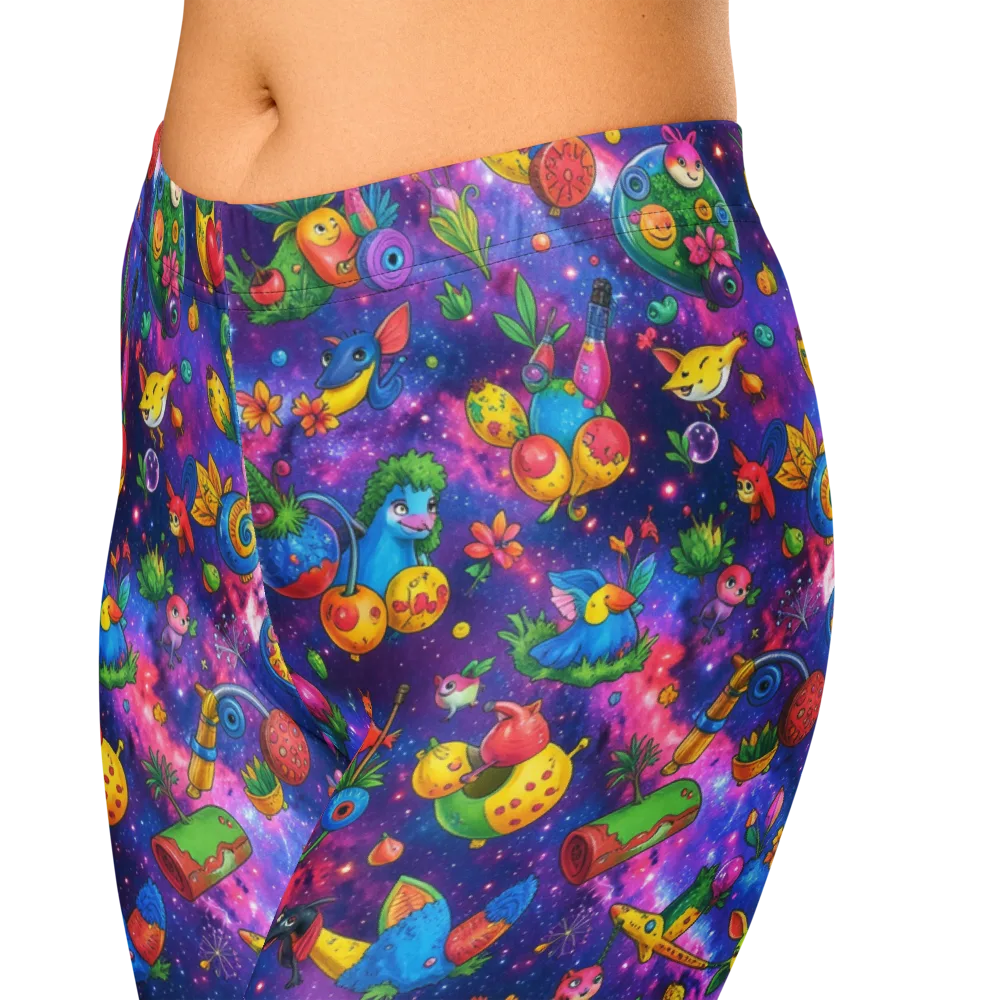 Cosmic Garden Critters on Capri Leggings — Zoomed-in