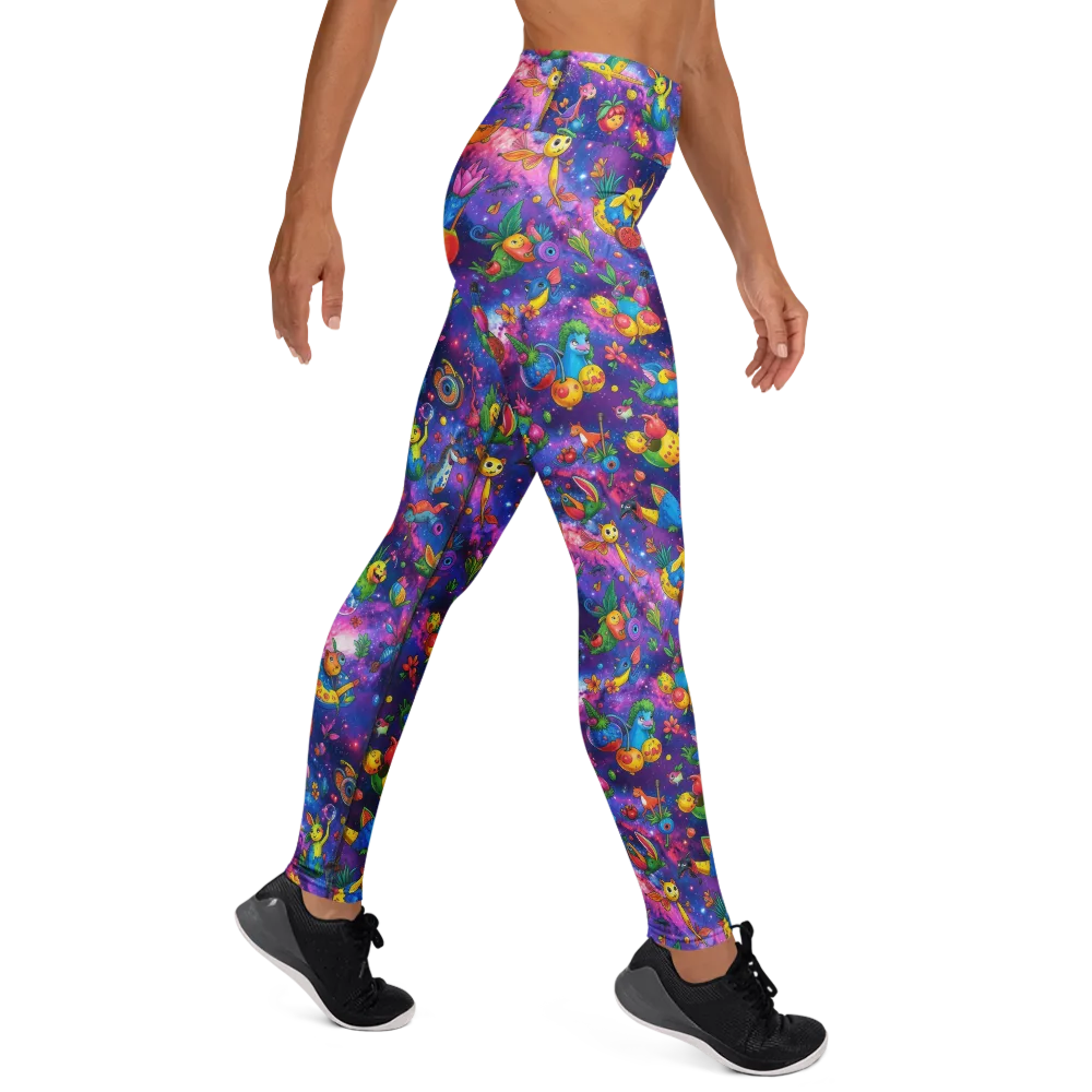 Cosmic Garden Critters on Yoga Leggings — Right