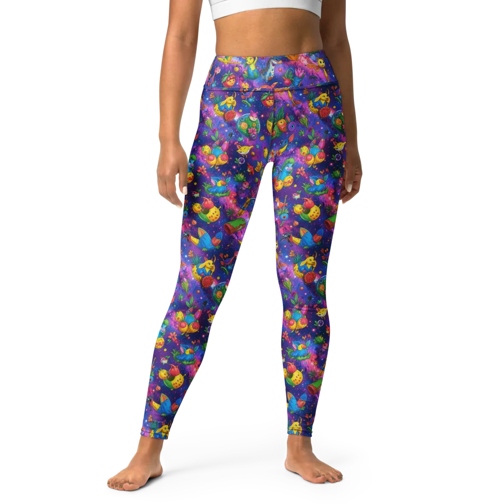 Cosmic Garden Critters on Yoga Leggings — Front