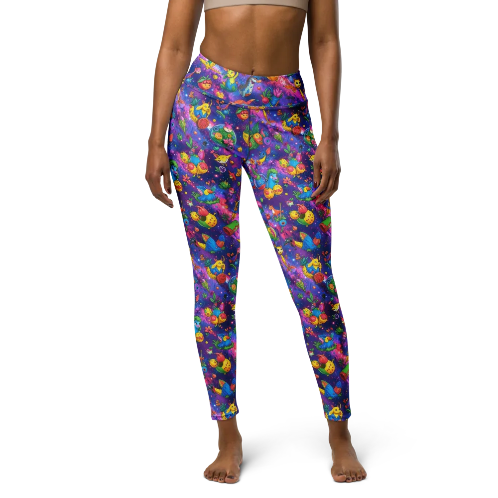 Cosmic Garden Critters on Yoga Leggings — Front