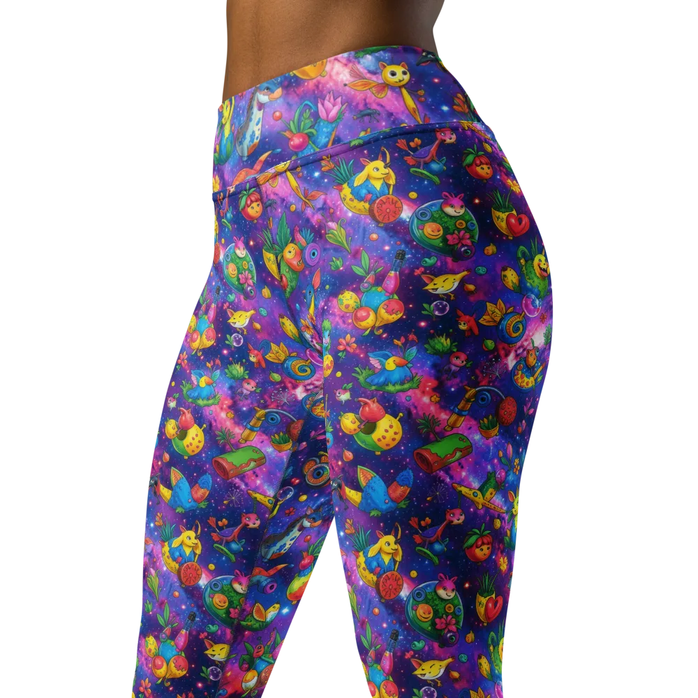 Cosmic Garden Critters on Yoga Leggings — Left Front