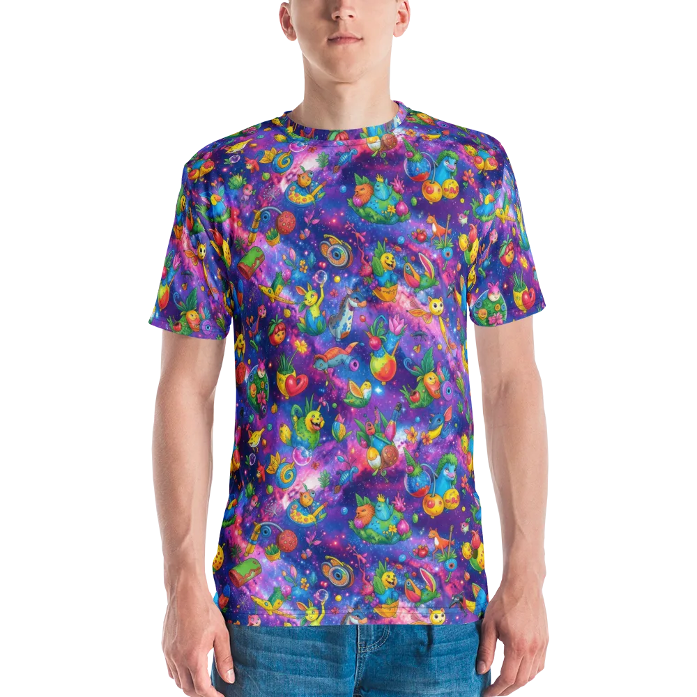 Cosmic Garden Critters on Men's Crew Neck T-Shirt — Front