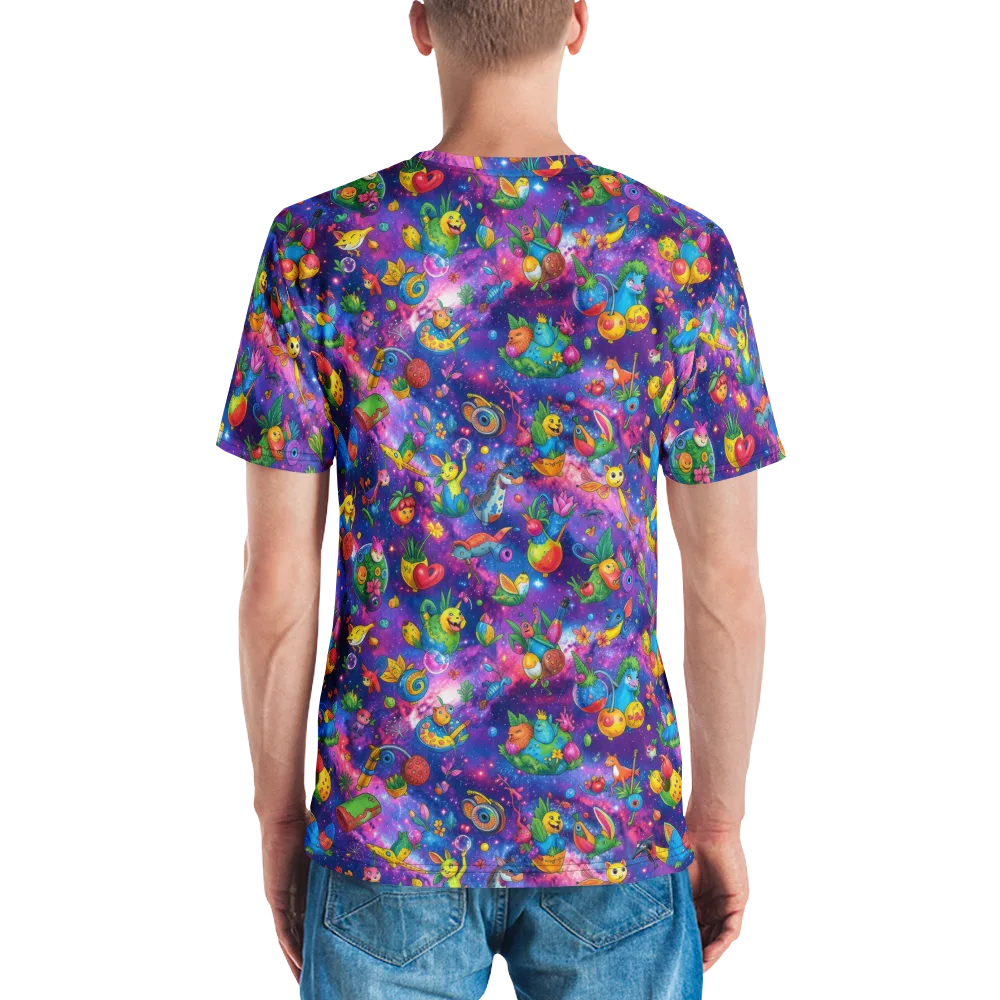 Cosmic Garden Critters on Men's Crew Neck T-Shirt — Back