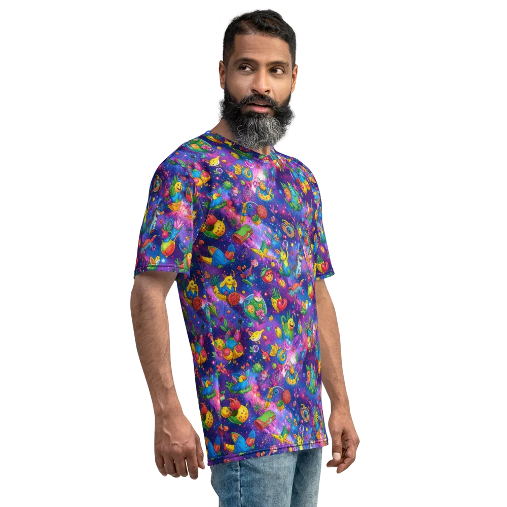 Cosmic Garden Critters on Men's Crew Neck T-Shirt — Right