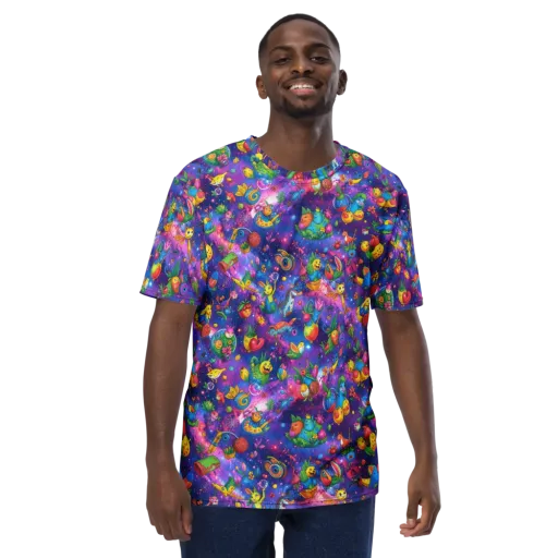 Cosmic Garden Critters on a Men's Crew Neck T-Shirt