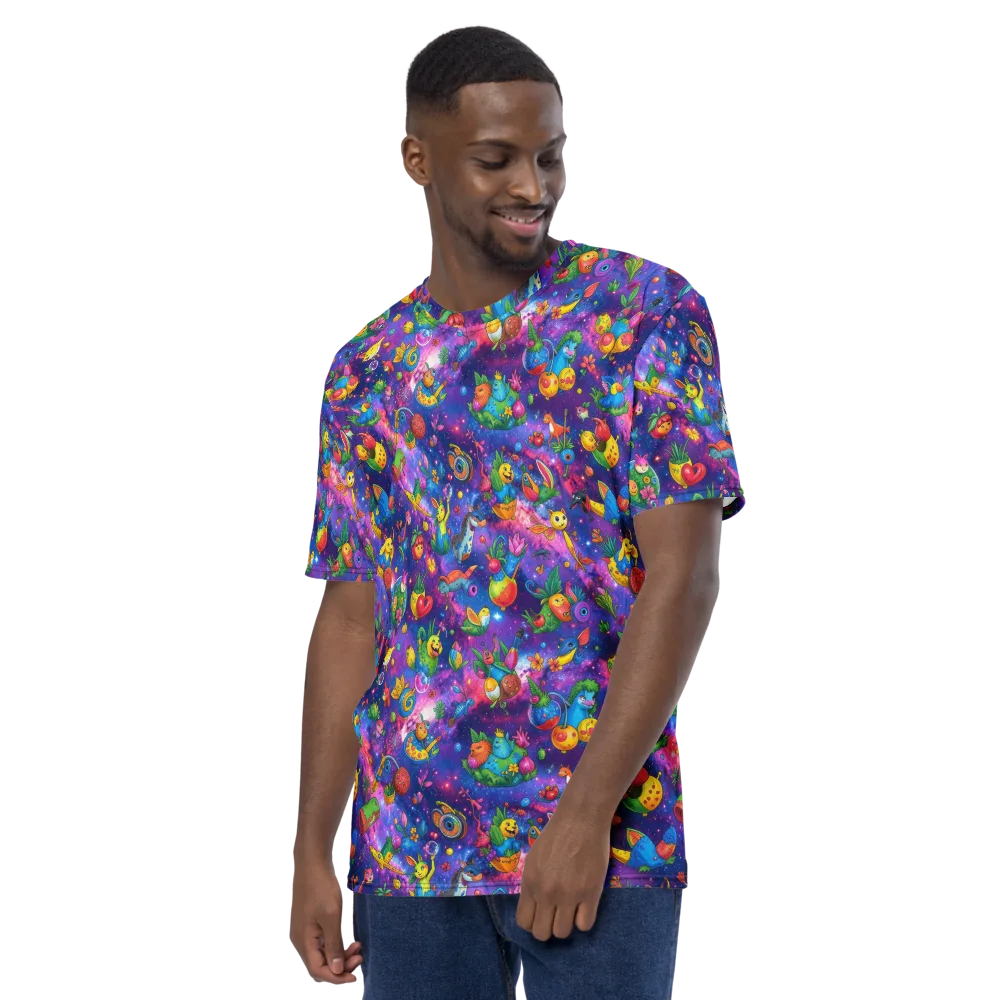Cosmic Garden Critters on Men's Crew Neck T-Shirt — Left