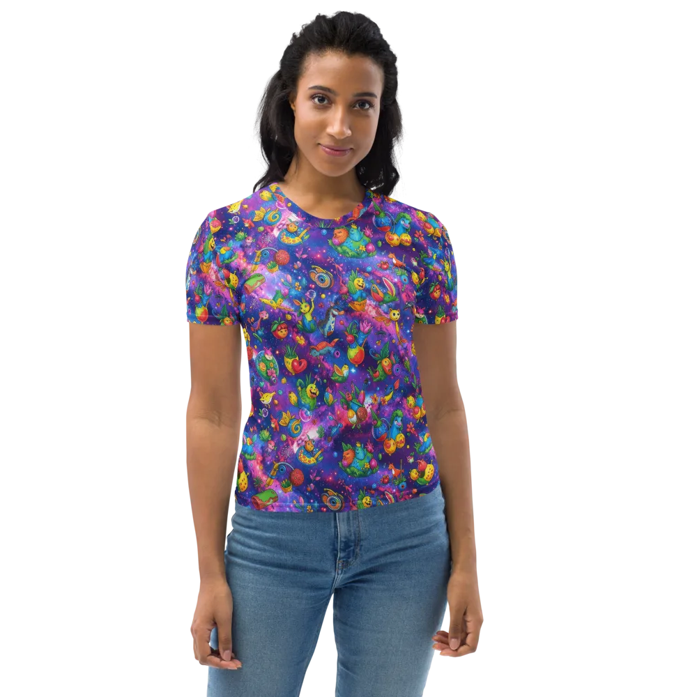 Cosmic Garden Critters on Women's Crew Neck T-Shirt — Front