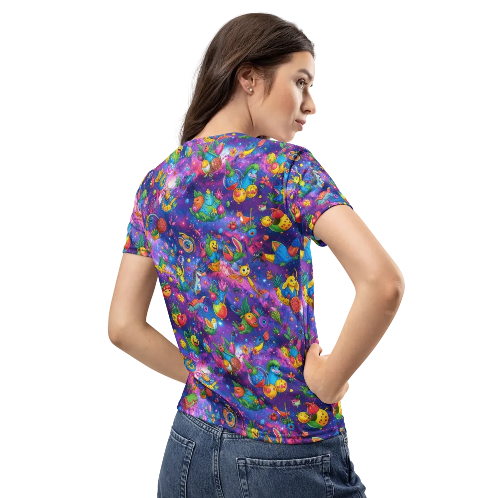 Cosmic Garden Critters on Women's Crew Neck T-Shirt — Back