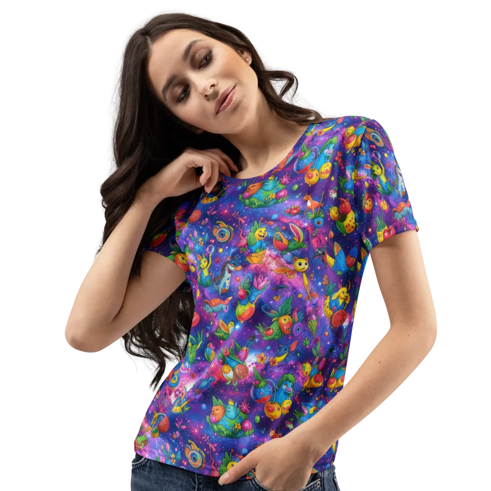 Cosmic Garden Critters on Women's Crew Neck T-Shirt — Left Front