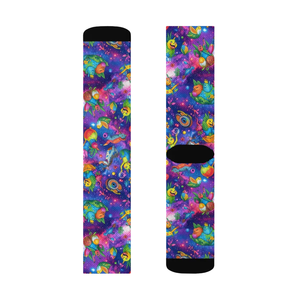 Cosmic Garden Critters on Socks — Right Sock