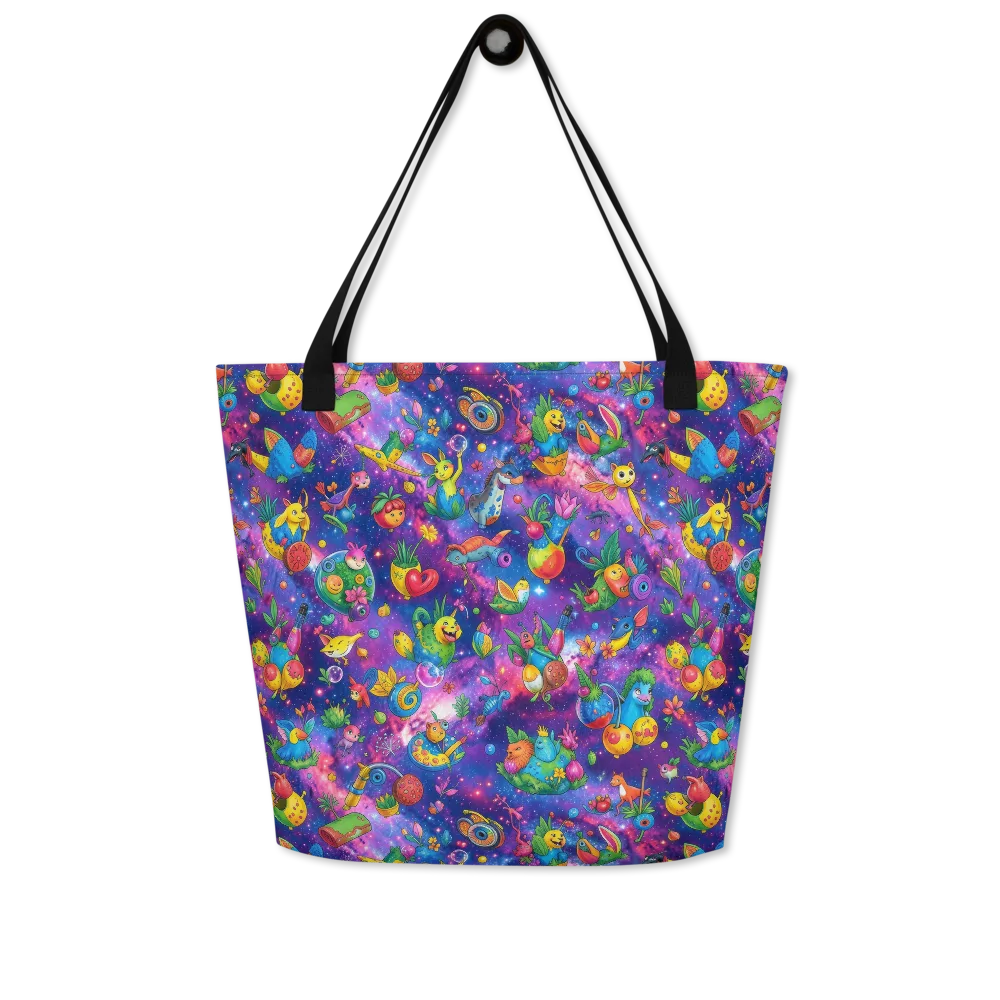 Cosmic Garden Critters on Large Tote Bag W/ Pocket — Front