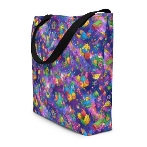 Cosmic Garden Critters on a Large Tote Bag W/ Pocket