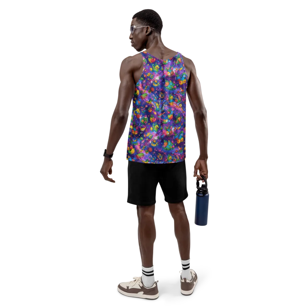 Cosmic Garden Critters on Men's Tank Top — Back