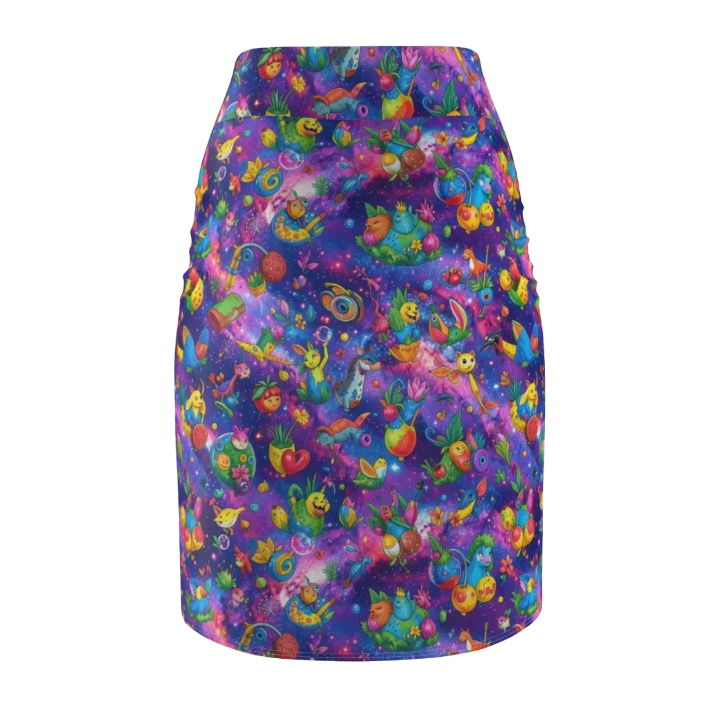 Cosmic Garden Critters on Pencil Skirt — Back