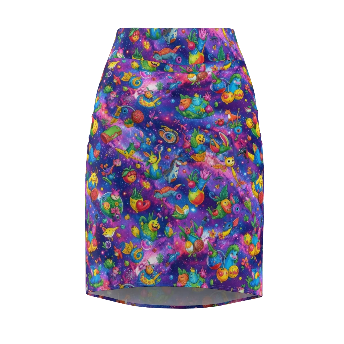Cosmic Garden Critters on Pencil Skirt — Front