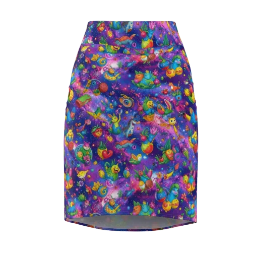 Cosmic Garden Critters on a Pencil Skirt