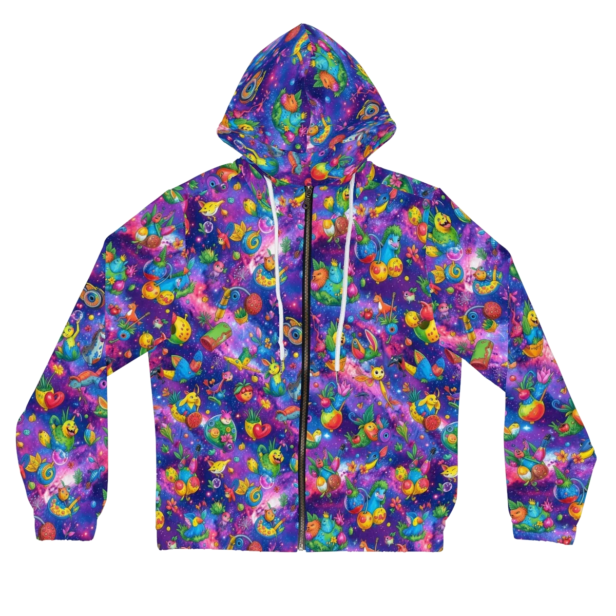 Cosmic Garden Critters on Women's Full-Zip Hoodie — Front