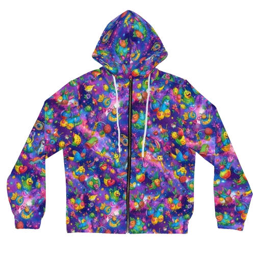 Cosmic Garden Critters on a Women's Full-Zip Hoodie