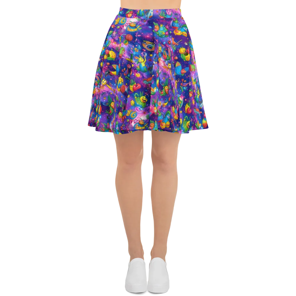 Cosmic Garden Critters on Skater Skirt — Front